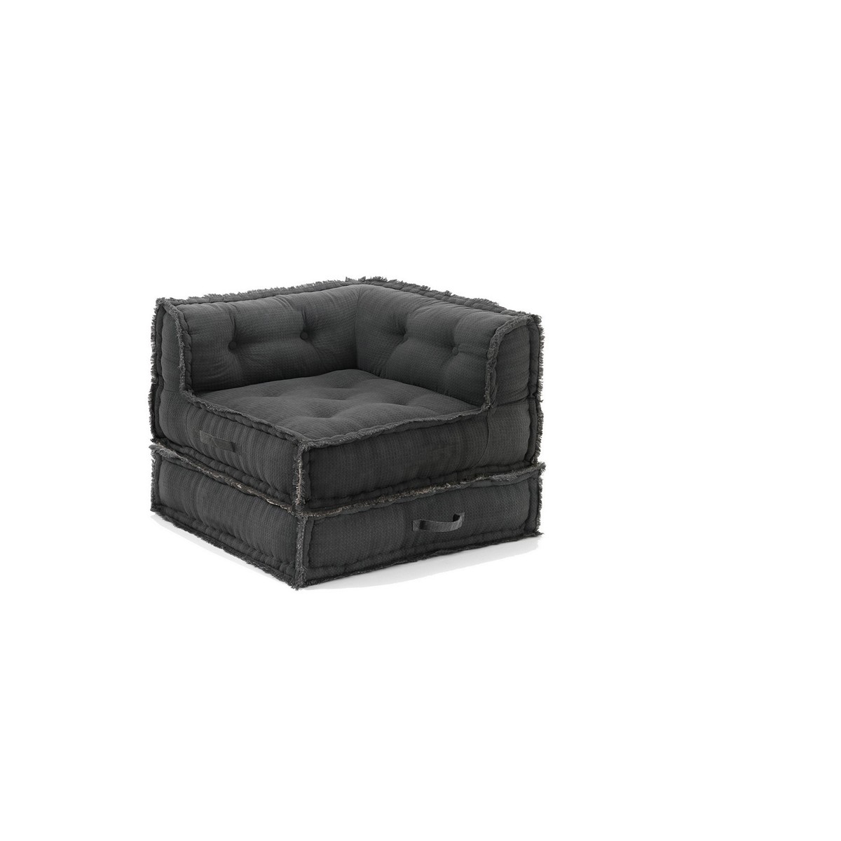 Chaise longue Yara grise à motif gaufré. revêtement en coton gris nid d’abeille. dimensions : L. 80 x P. 80 x H. 60 cm