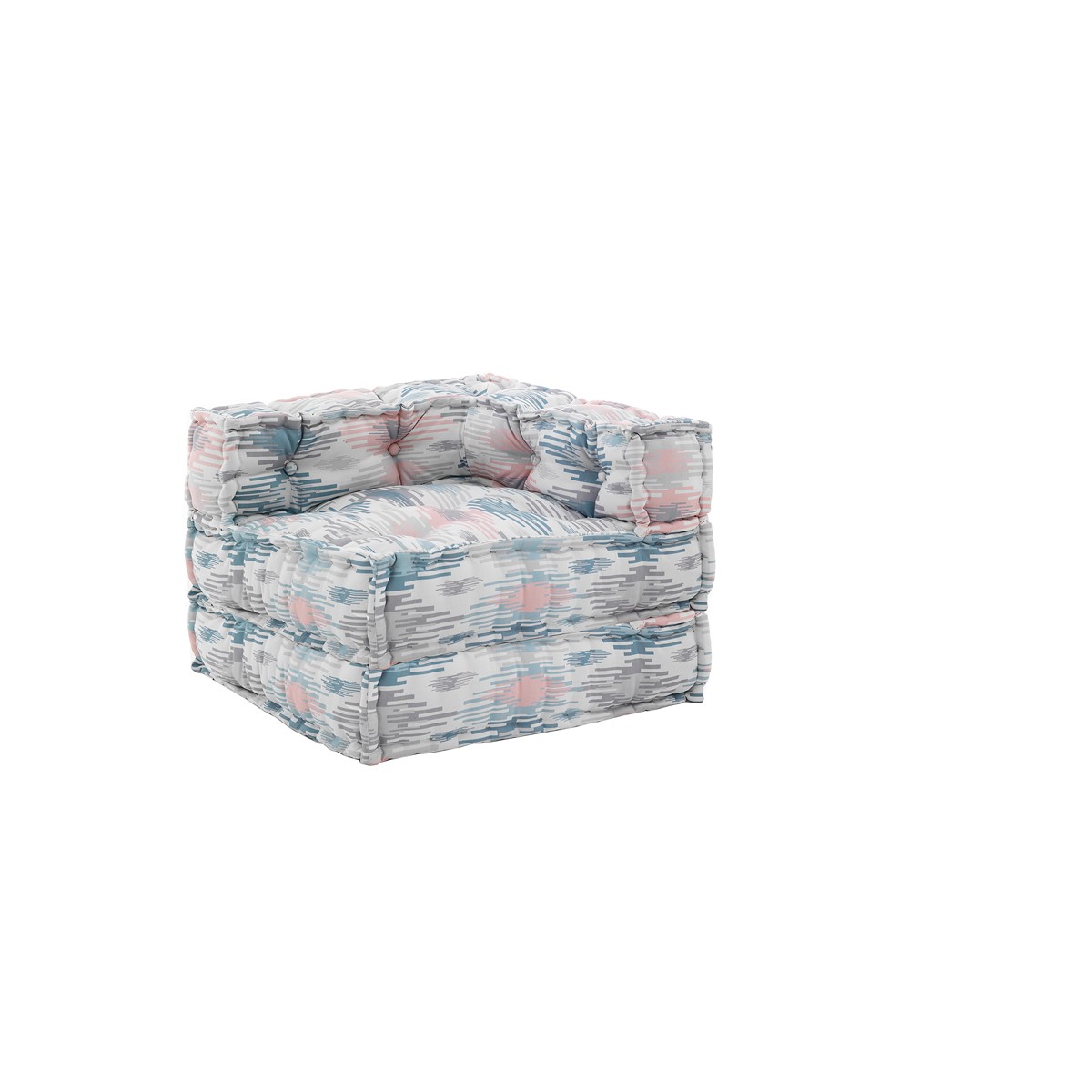 Fauteuil/chaise longue d’extérieur pastel en tissu imperméable. Dimensions : L.75. P.75. H.60 cm