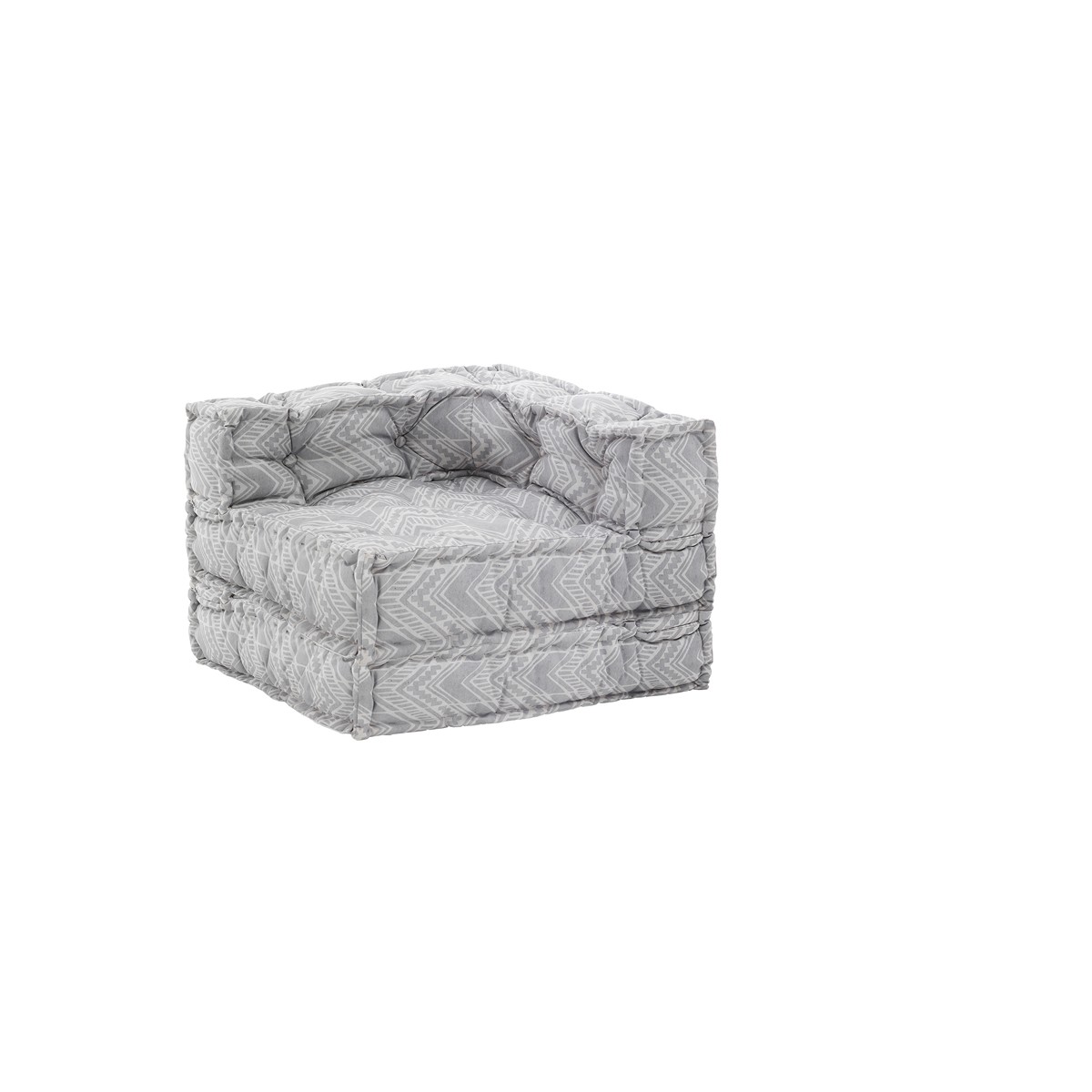 Fauteuil/chaise longue d’extérieur en tissu imperméable gris ikat. Dimensions : L.75 x P.75 x H.60 cm. coloris gris.