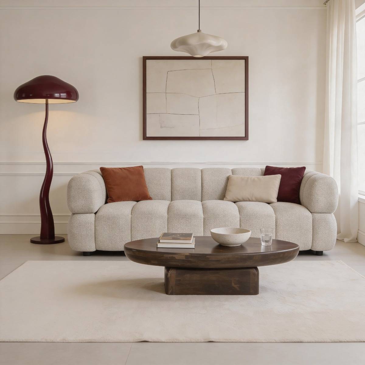 Canapé en tissu beige 3 places Syrel