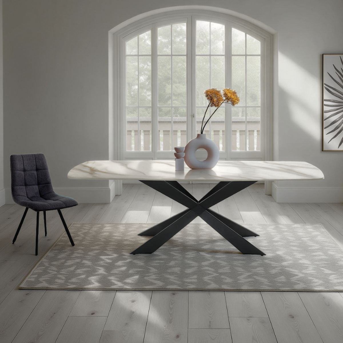 Table d’appoint en marbre onyx avec piètement en métal noir et plateau en céramique effet marbre onyx blanc-jaune brillant, 180 x 90 cm
