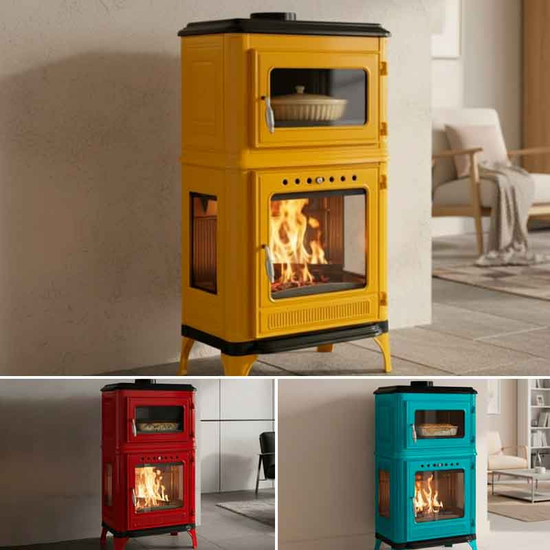 Poêle à bois avec four Fusio Pop · 7 Kw