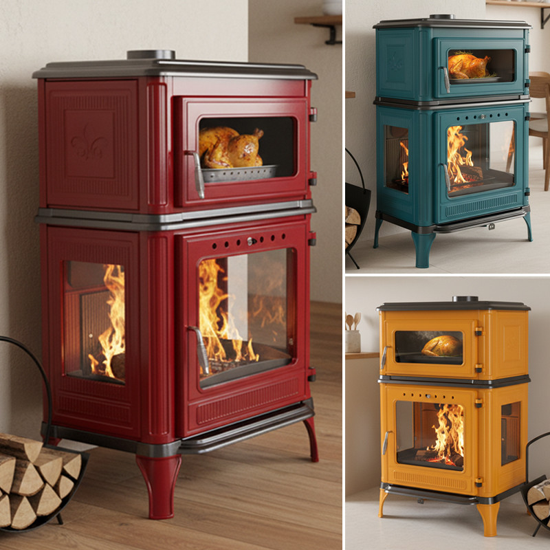 Poêle à bois avec four Granite Pop · 11 Kw
