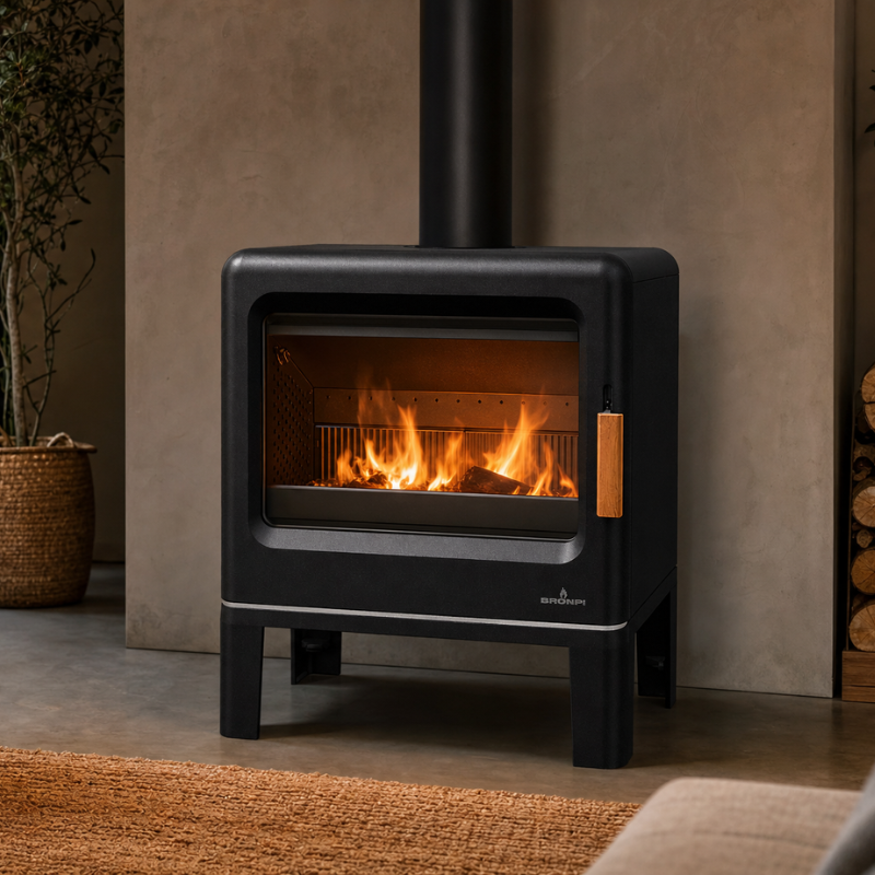 Poêle à bois étanche en fonte Bronpi · Karen · 8 Kw