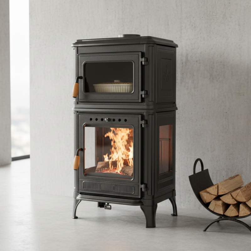 Poêle à bois avec four Fusio · 7 Kw