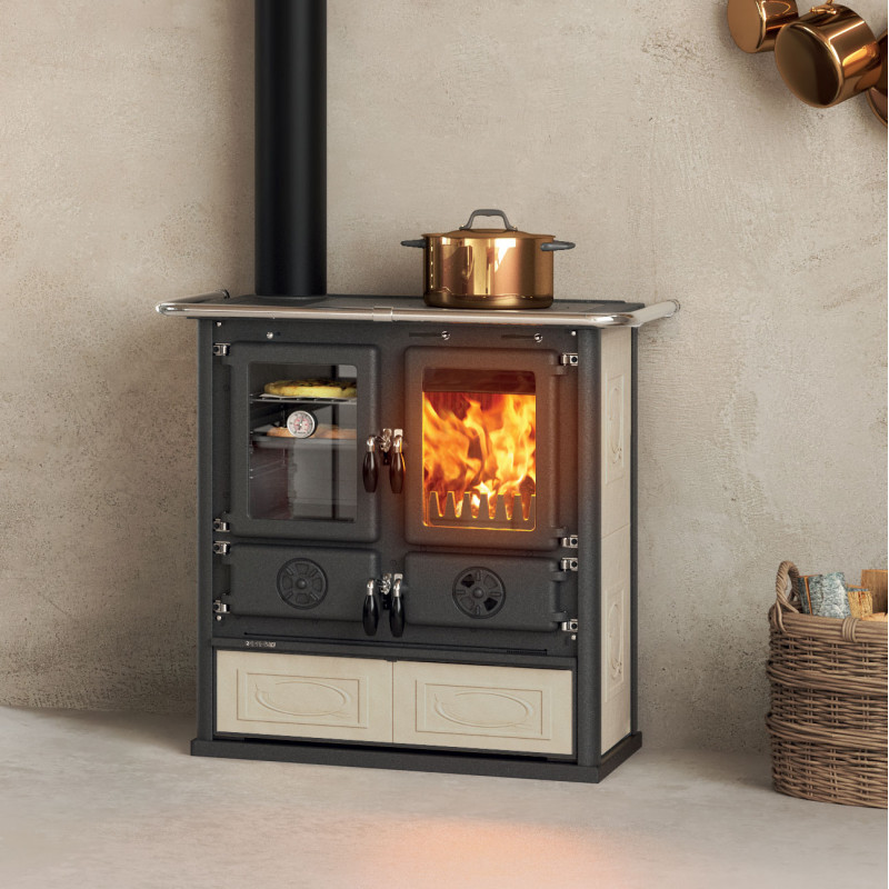 Cuisinière à bois Rosetta Sinistra.16 Ceramica · 7,9 Kw