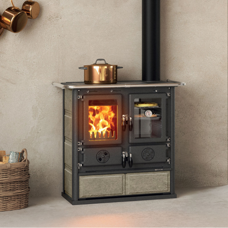 Cuisinière à Bois Rosetta.16 pierre naturelle · 8 Kw