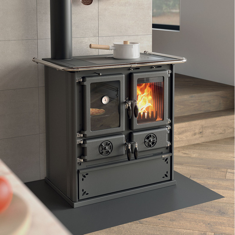 Cuisinière à bois Rosetta Sinistra.16 Steel · 7,9 Kw