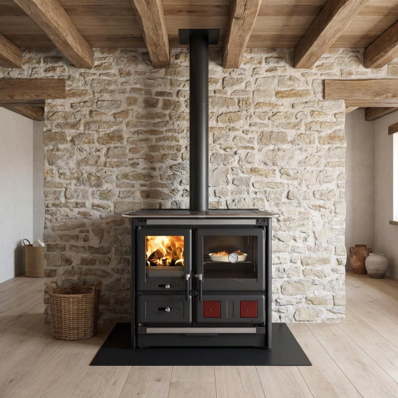 Cuisinière à bois Rosa L Steel · 9,5 Kw