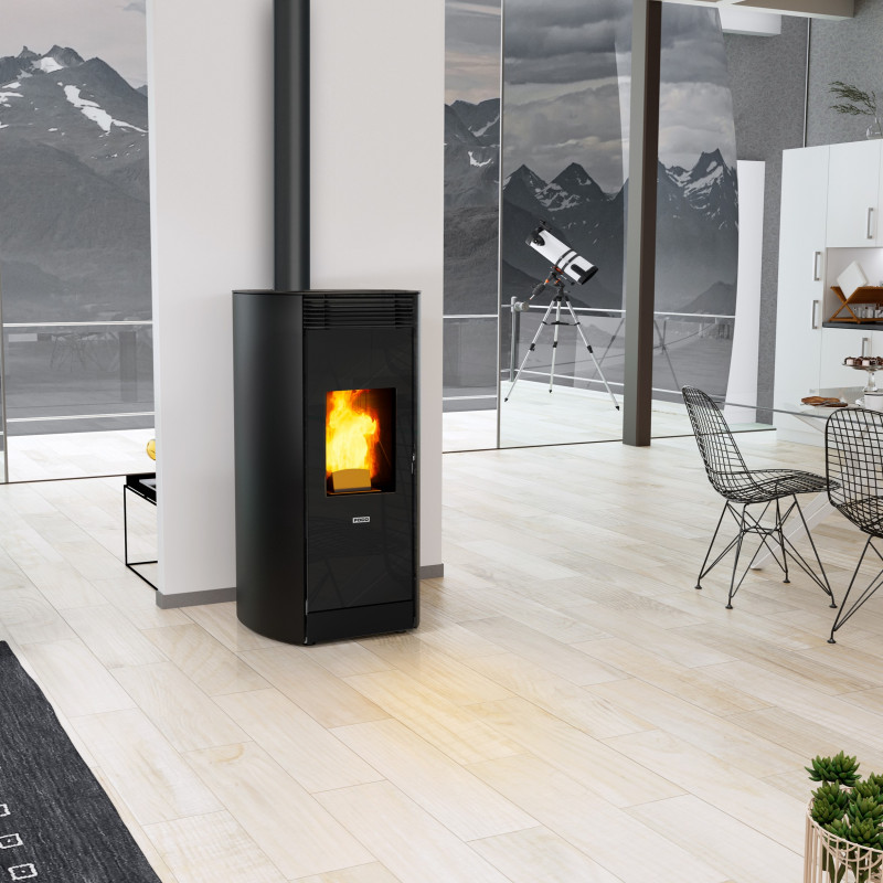 Poêle à granulés étanche canalisable (sortie dessus concentrique) · MEO · 9KW