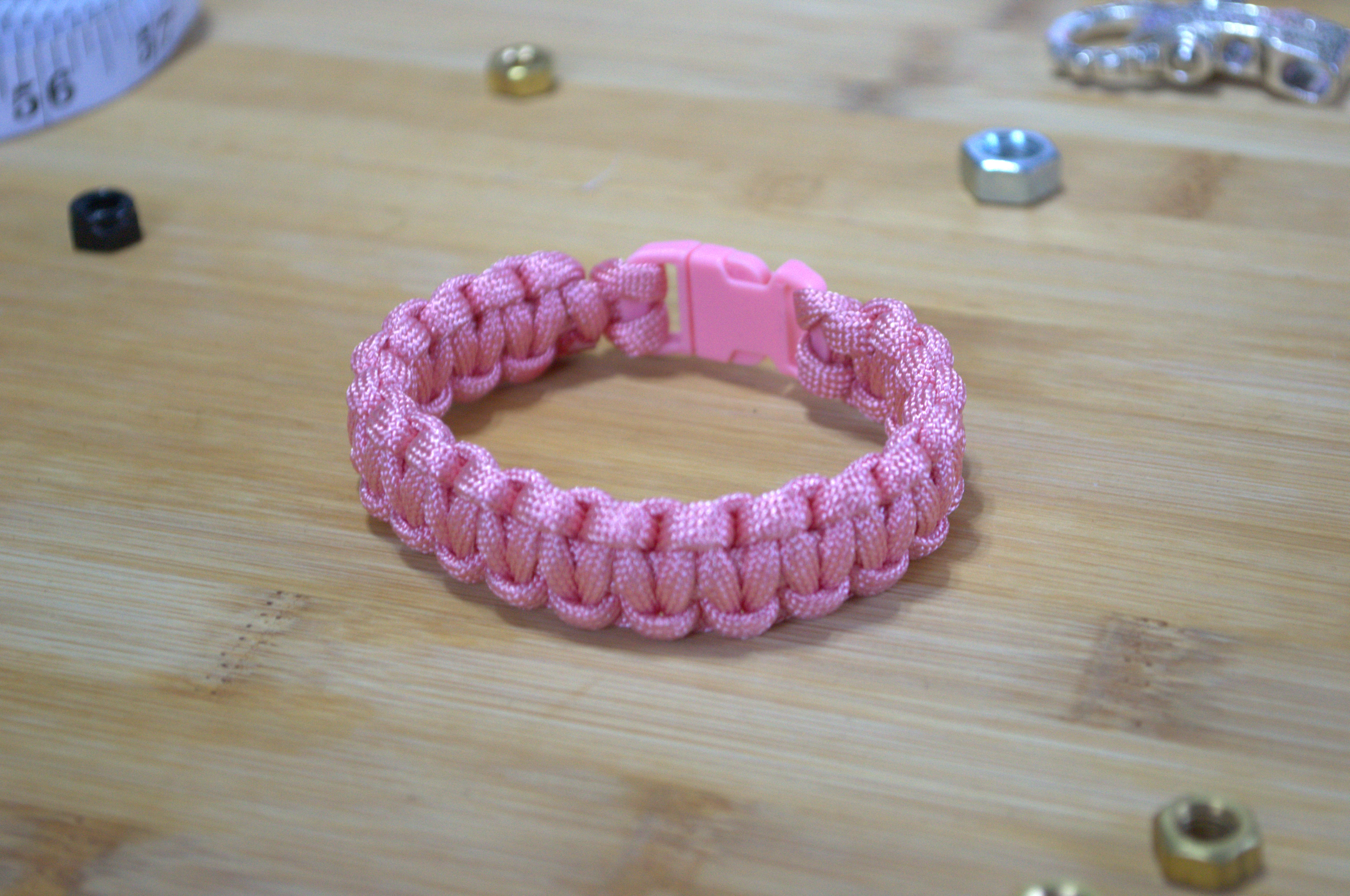Baby Pink Single Cobra Weave Bracelet
