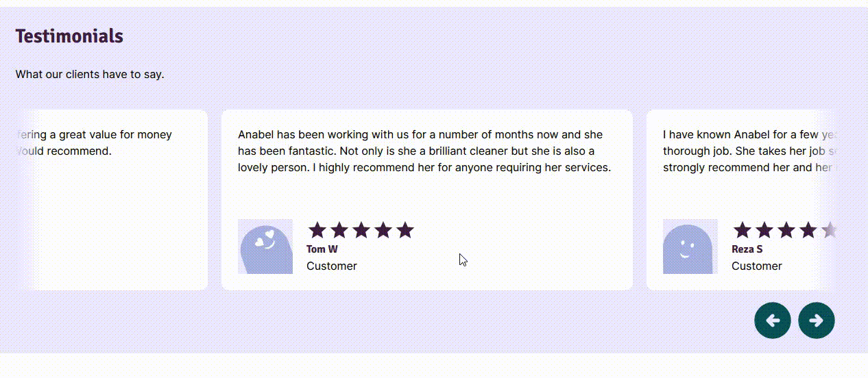 Testimonial Component.