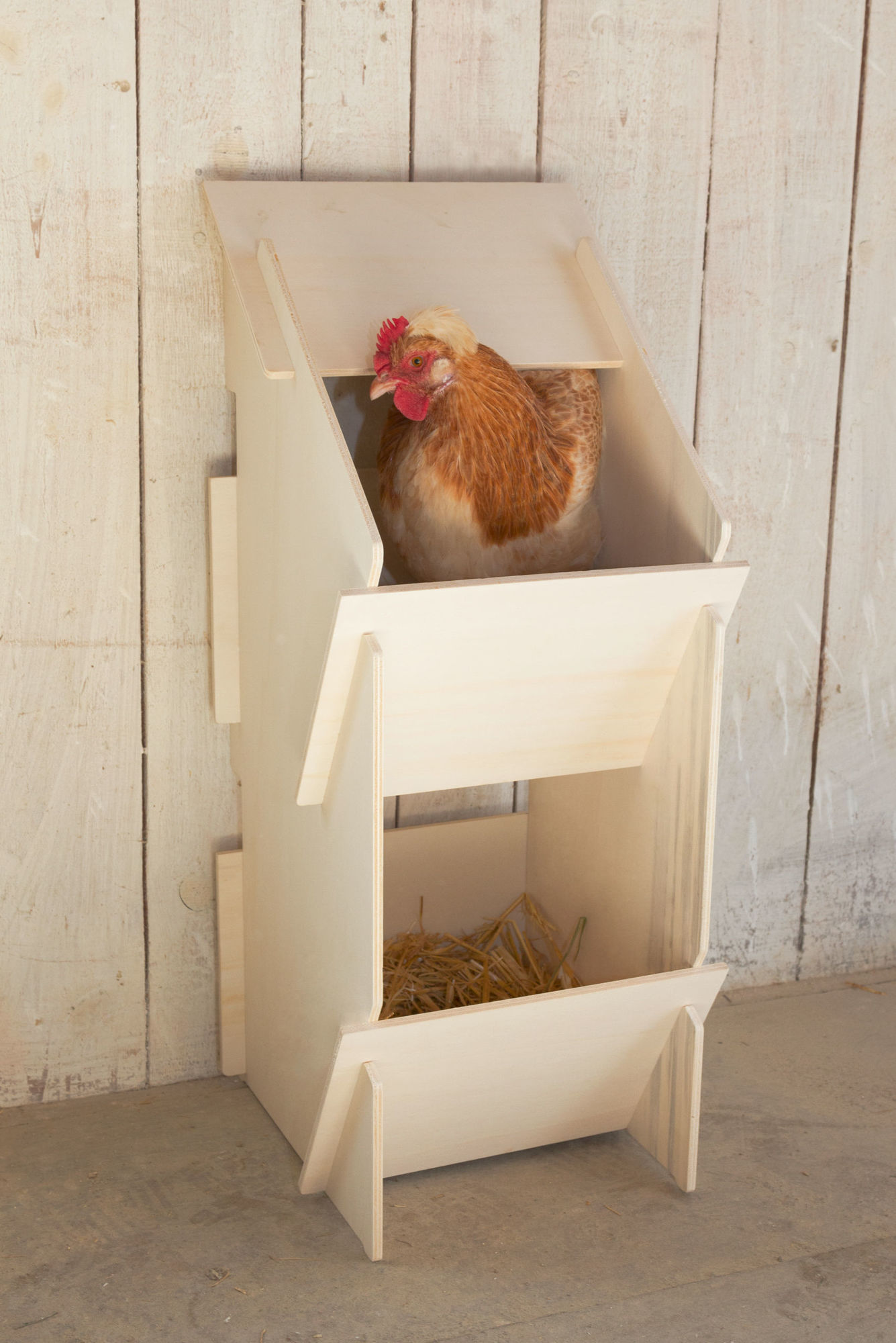 Legenest aus Holz Doppelt für Hühner – natürliche Nestbox mit zwei Fächern für sichere Eiablage im Hühnerstall