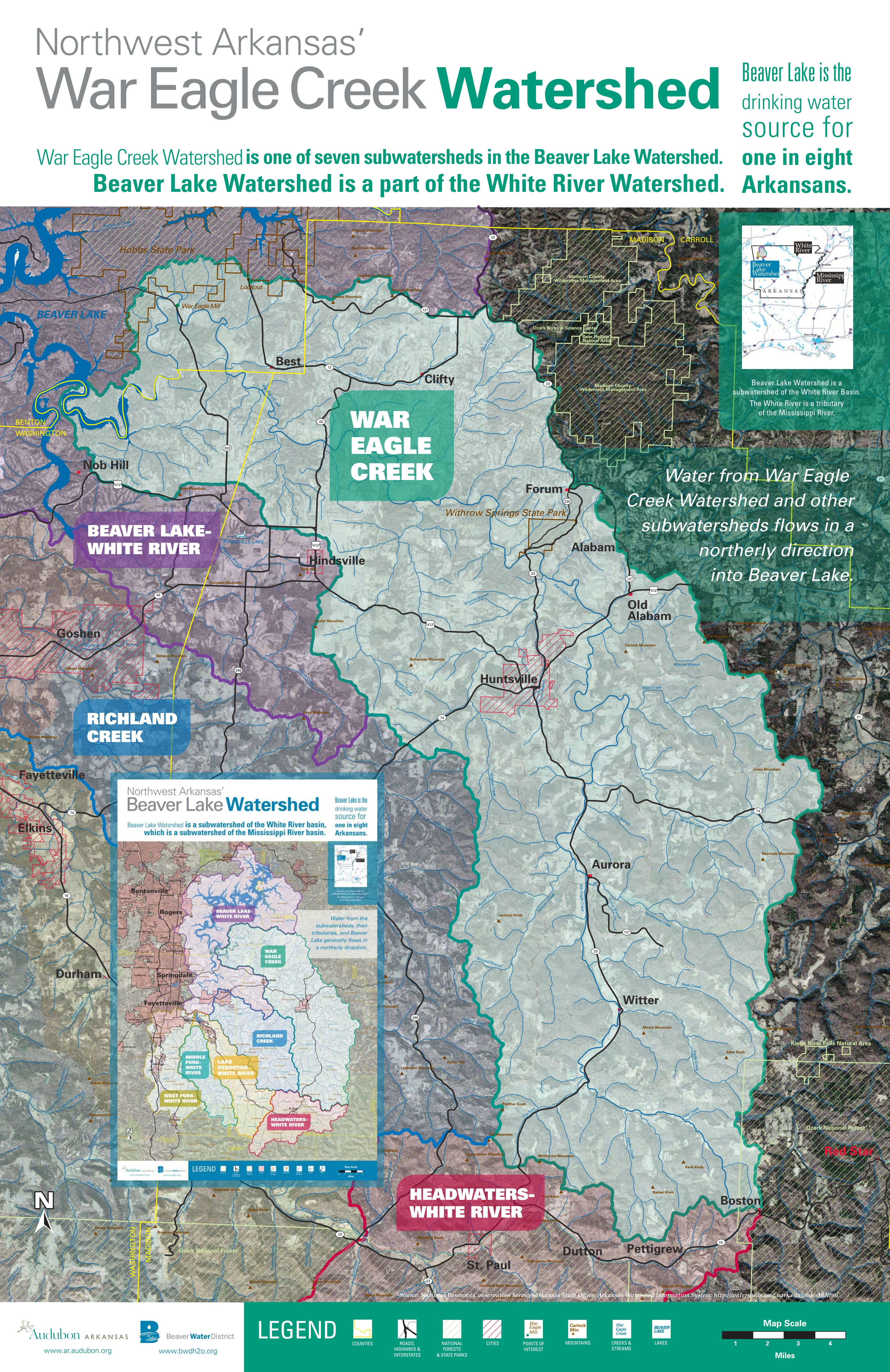 Watershed Maps Beaver Water District - War Eagle Creek Watershed Map St0xem