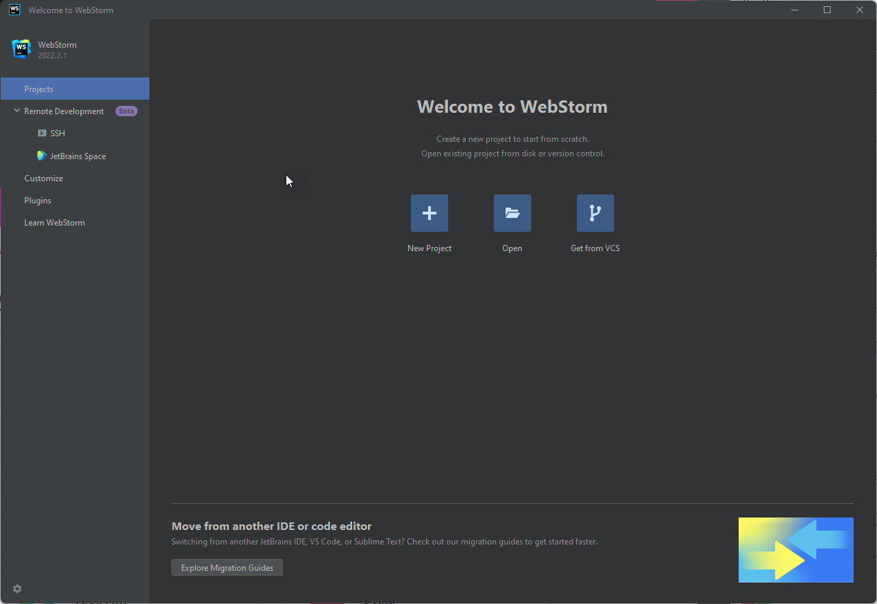 WebStorm Home Page