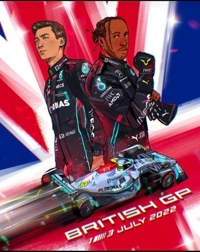 Mercedes AMG Petronas 2022 Formula 1 Poster at Silverstone Circuit