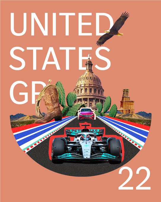 Mercedes AMG Petronas 2022 Formula 1 Poster at Circuit of The Americas