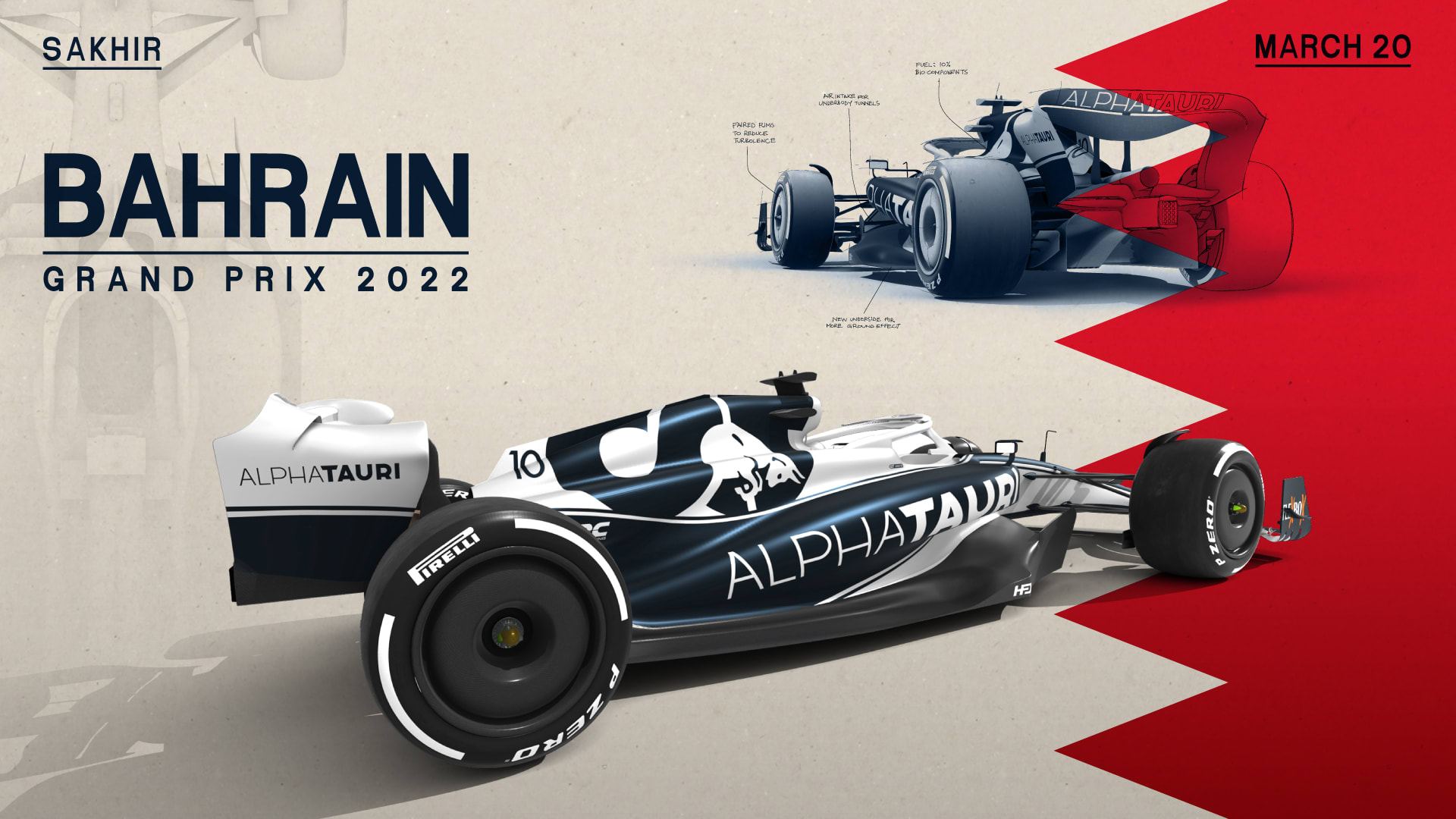 AlphaTauri 2022 Formula 1 Poster at Bahrain International Circuit