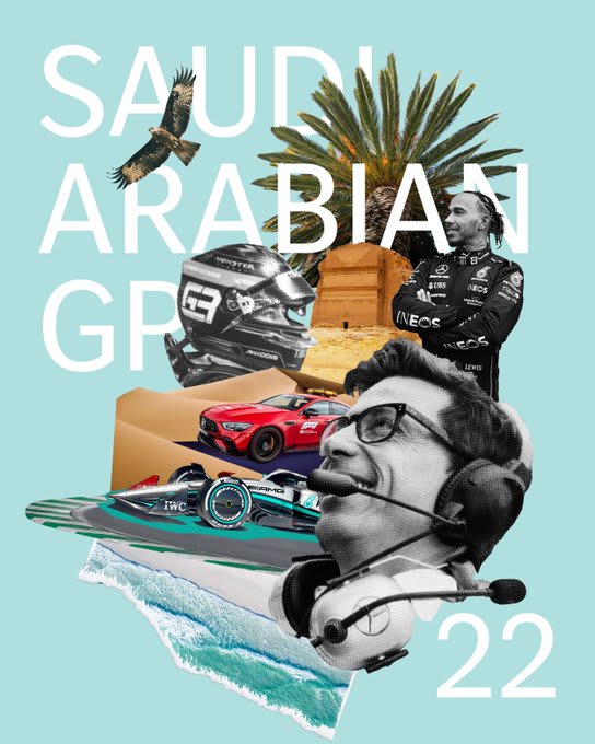 Mercedes AMG Petronas 2022 Formula 1 Poster at Jeddah Corniche Circuit