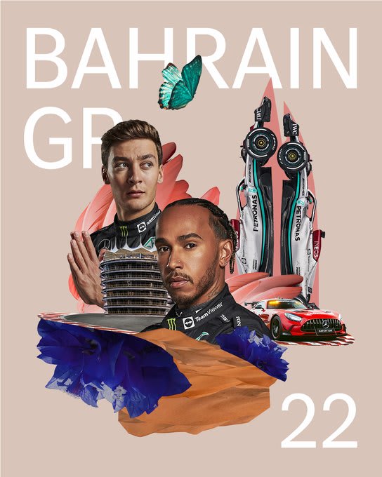 Mercedes AMG Petronas 2022 Formula 1 Poster at Bahrain International Circuit