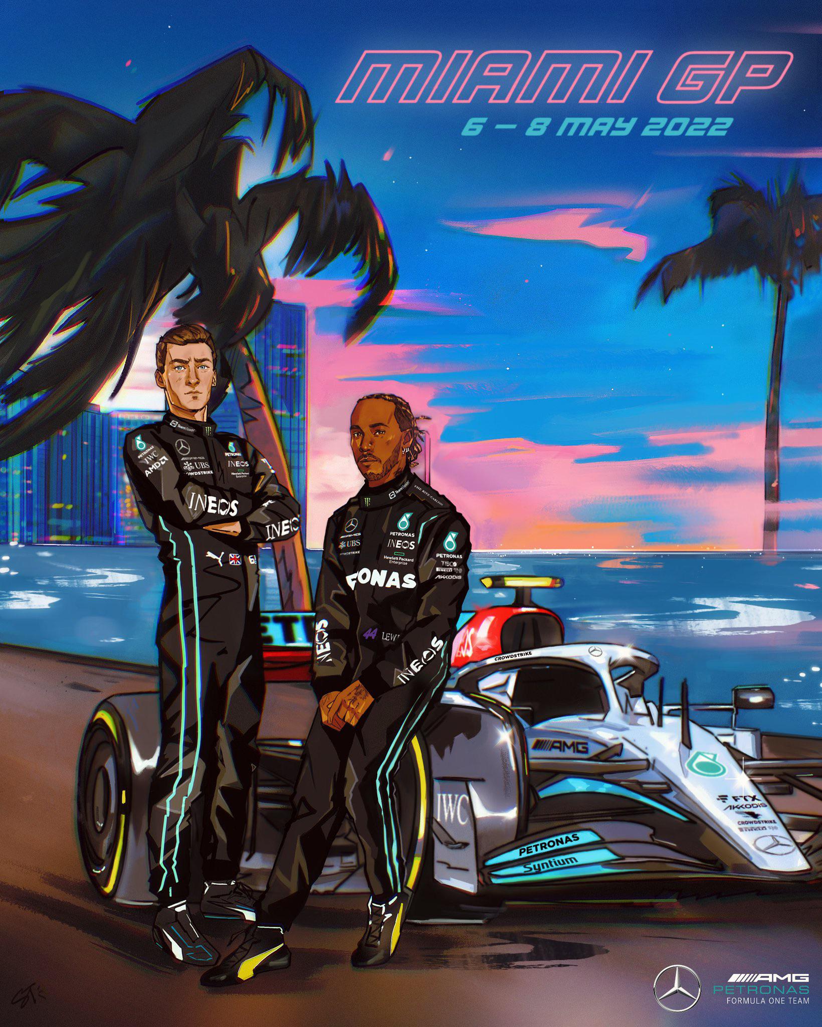 Mercedes AMG Petronas 2022 Formula 1 Poster at Miami International Autodrome