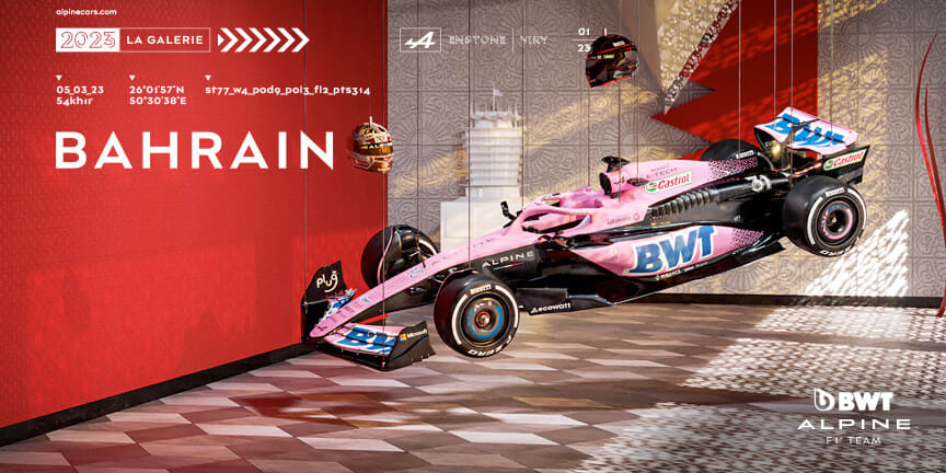 Alpine 2023 Formula 1 Poster at Bahrain International Circuit