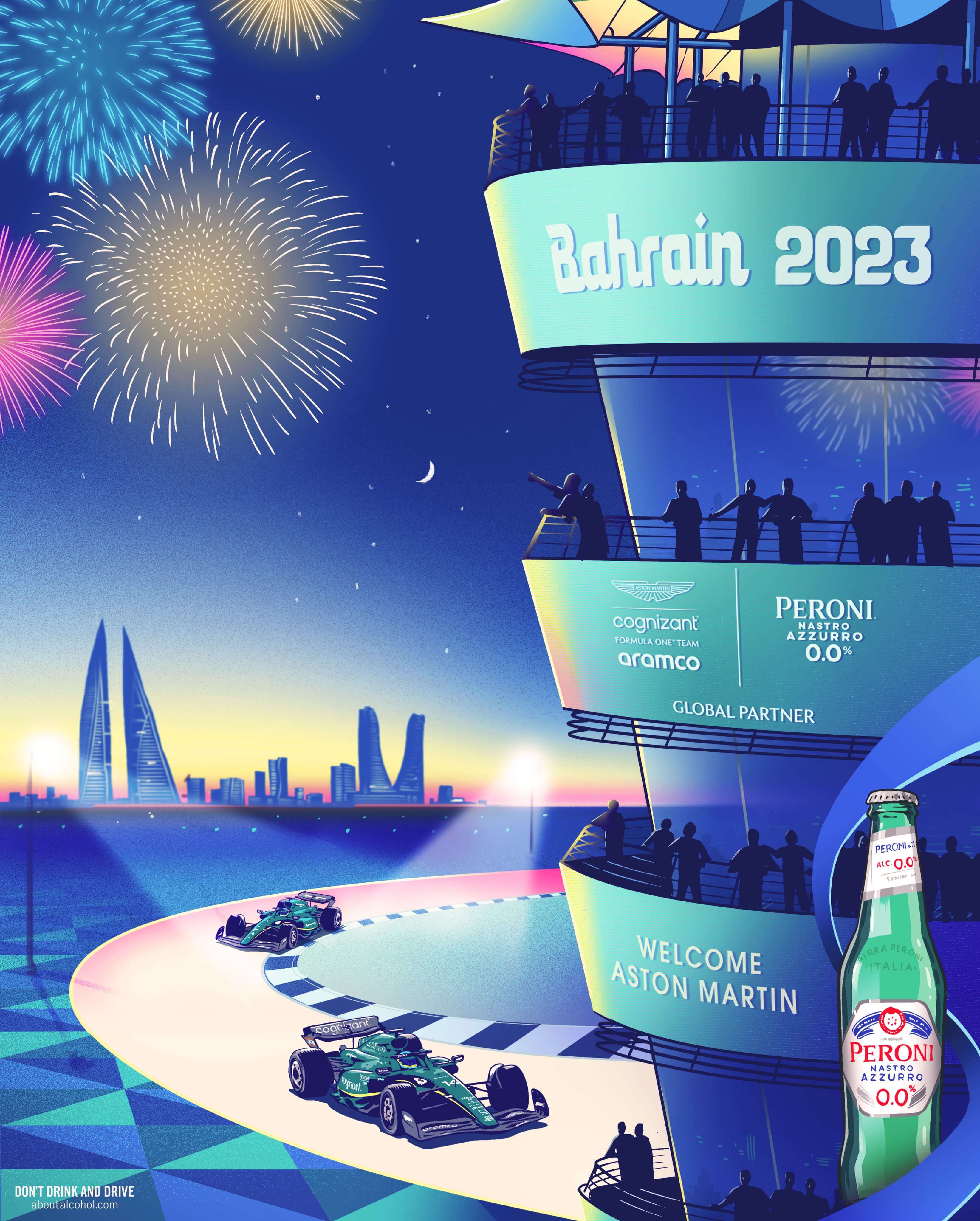 Aston Martin 2023 Formula 1 Poster at Bahrain International Circuit