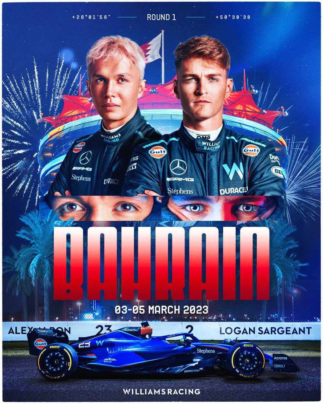 Williams 2023 Formula 1 Poster at Bahrain International Circuit