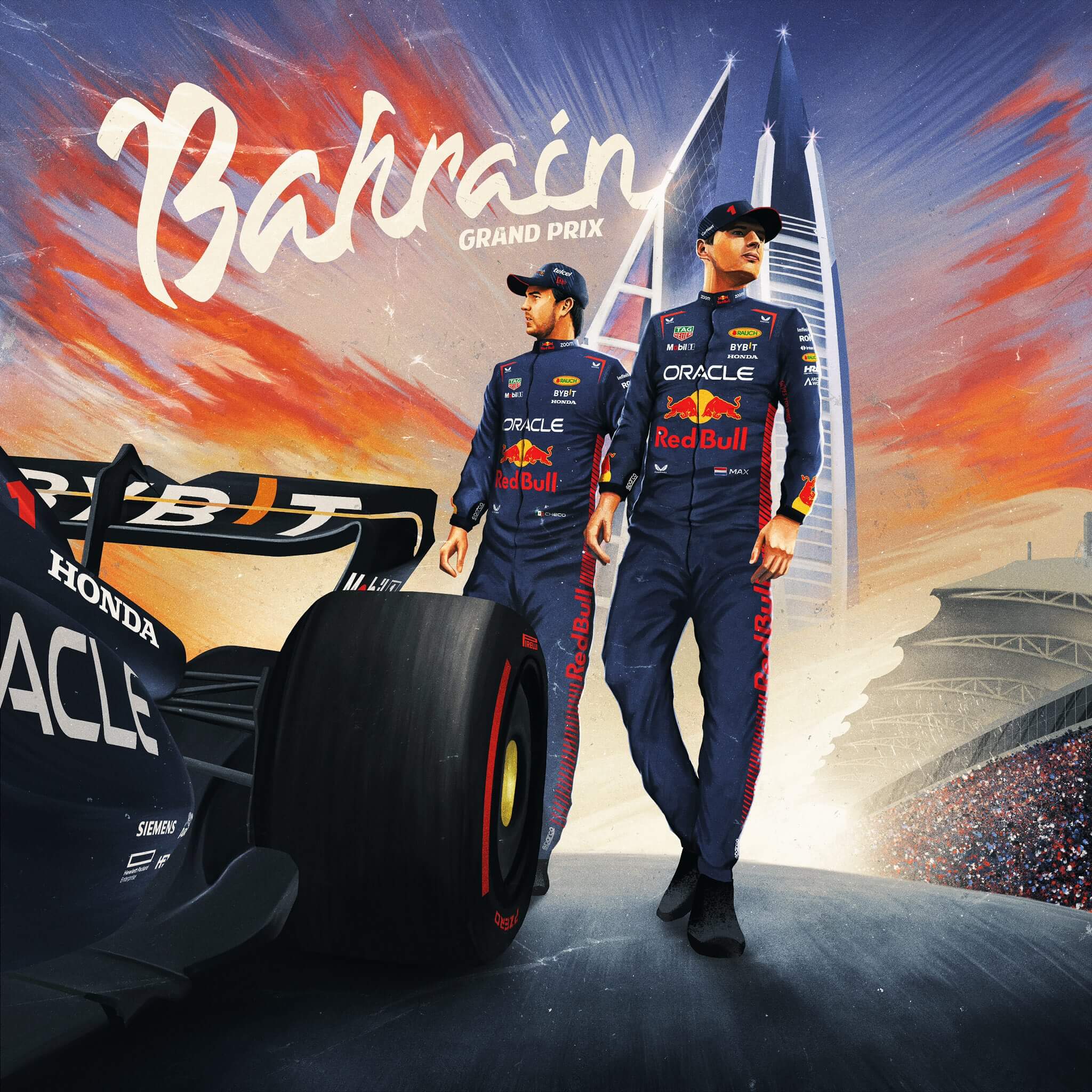 Red Bull Racing 2023 Formula 1 Poster at Bahrain International Circuit