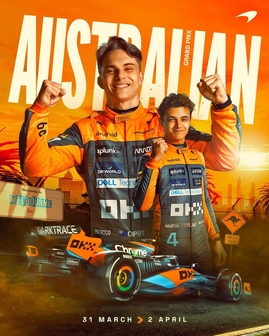 Mclaren 2023 Formula 1 Poster at Albert Park Circuit