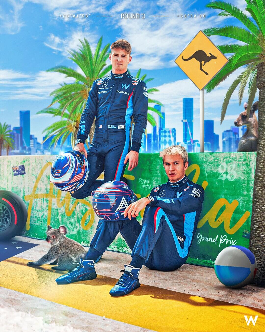 Williams 2023 Formula 1 Poster at Albert Park Circuit