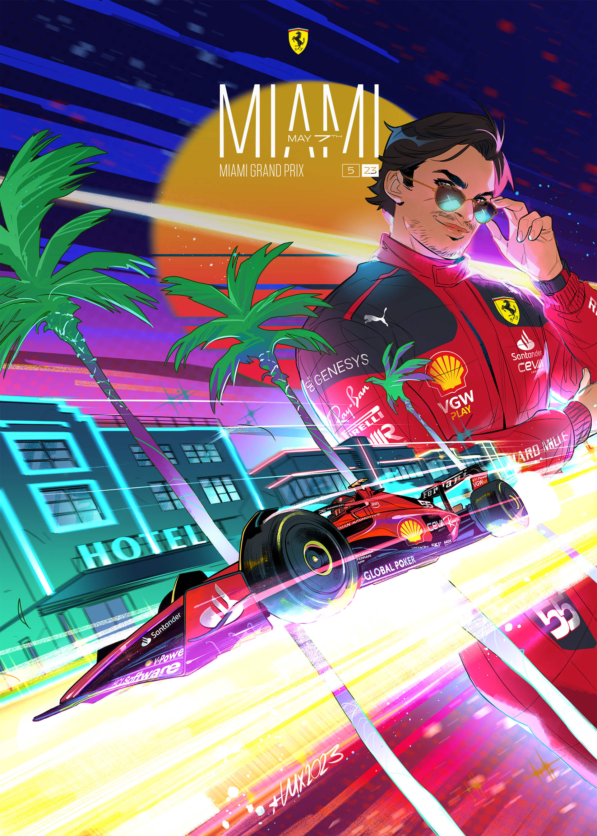 Ferrari 2023 Formula 1 Poster at Miami International Autodrome