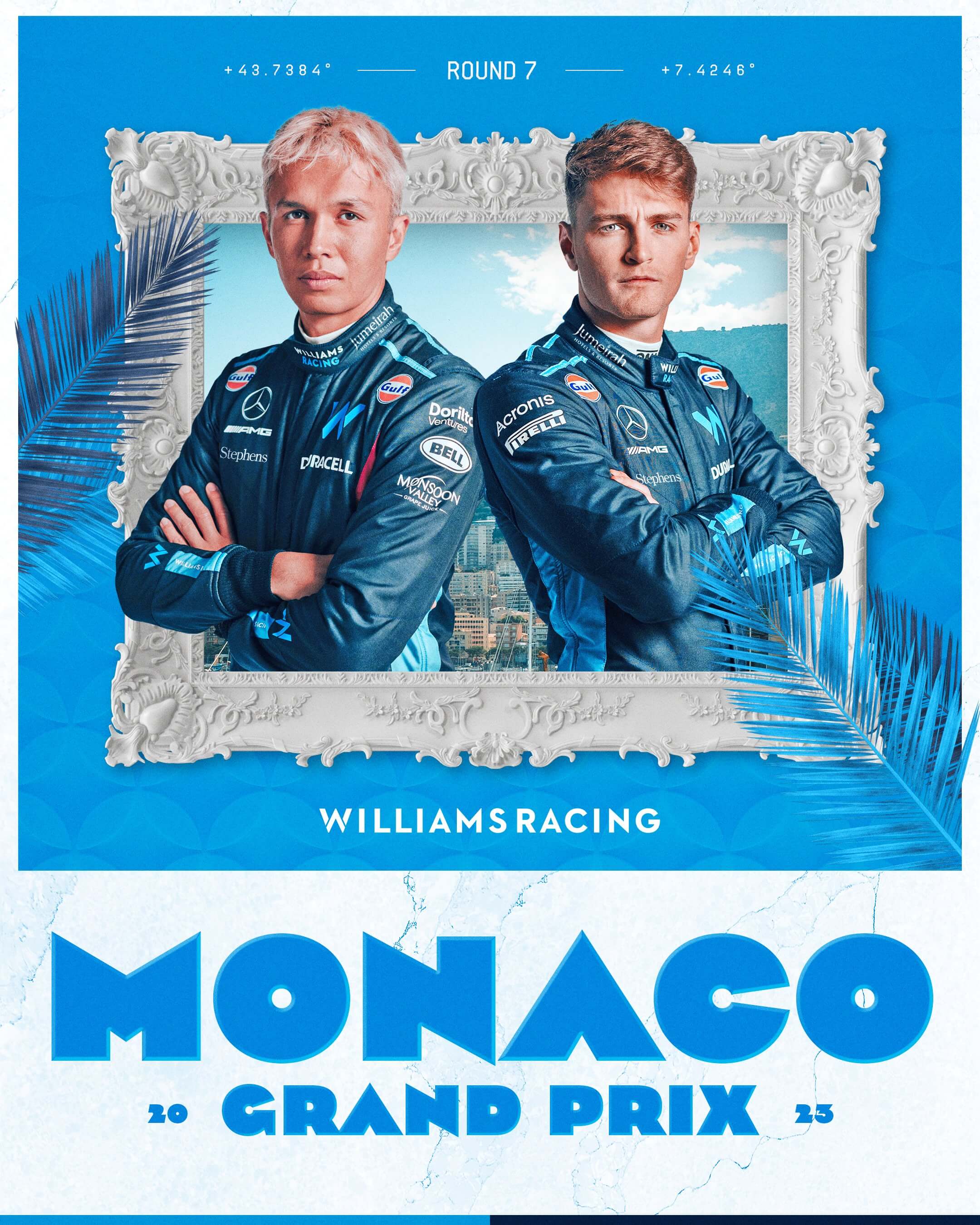 Williams 2023 Formula 1 Poster at Circuit de Monaco