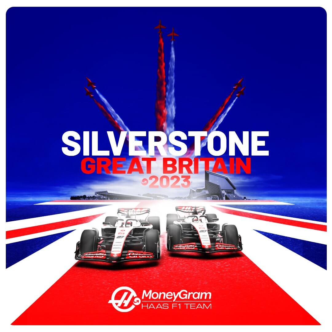 Haas 2023 Formula 1 Poster at Silverstone Circuit