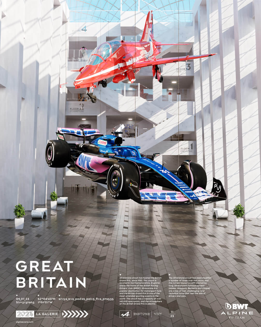 Alpine 2023 Formula 1 Poster at Silverstone Circuit