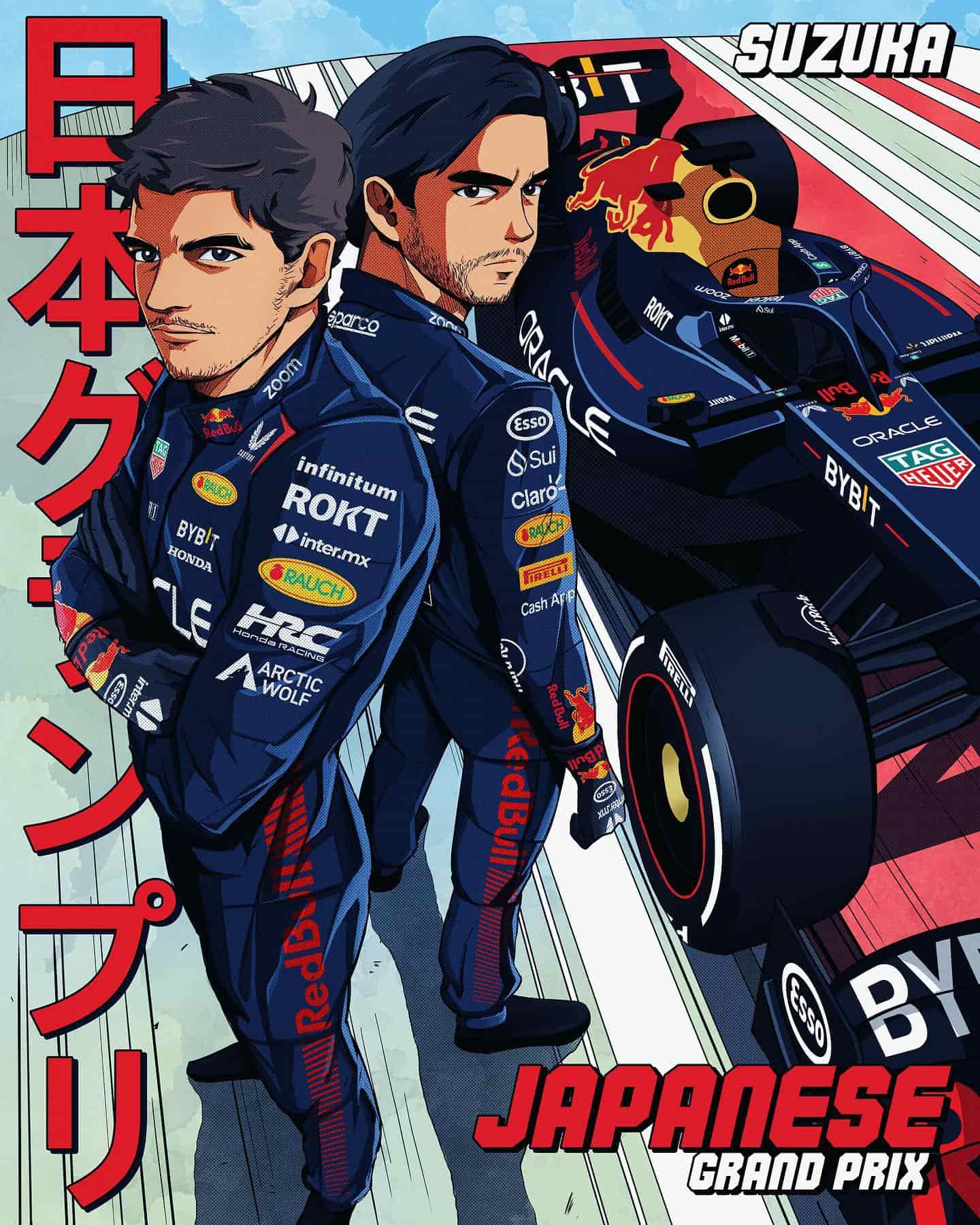 Red Bull Racing 2023 Formula 1 Poster at Suzuka International Racing Course