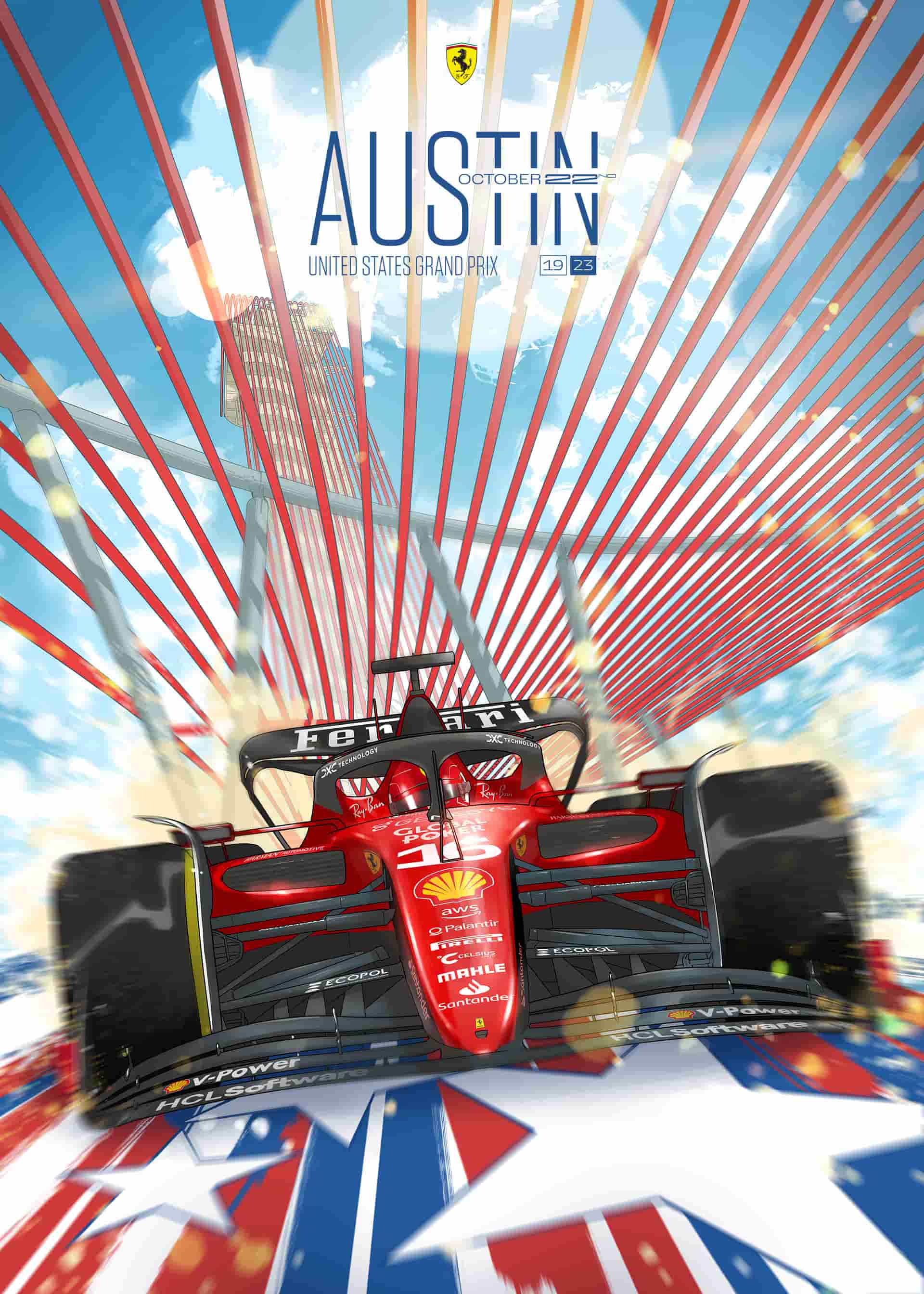 Ferrari 2023 Formula 1 Poster at Circuit of The Americas
