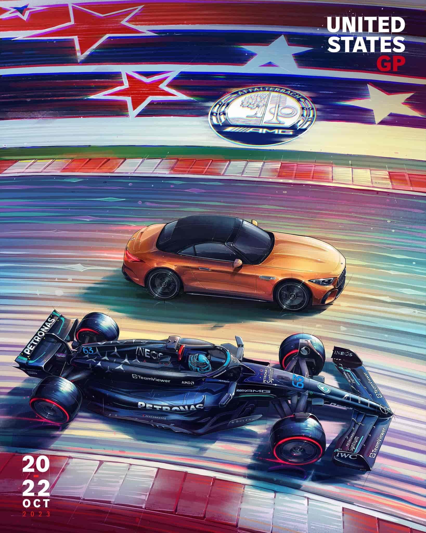Mercedes AMG Petronas 2023 Formula 1 Poster at Circuit of The Americas