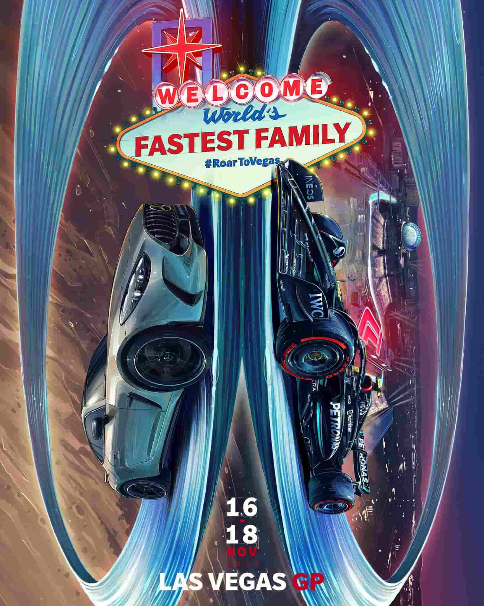Mercedes AMG Petronas 2023 Formula 1 Poster at Las Vegas Strip Circuit