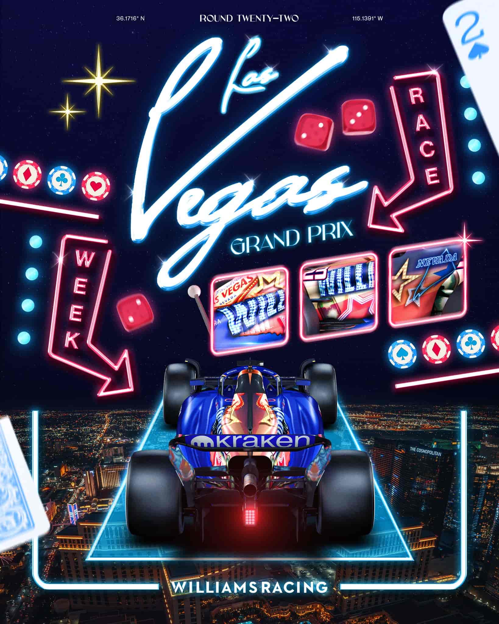 Williams 2023 Formula 1 Poster at Las Vegas Strip Circuit