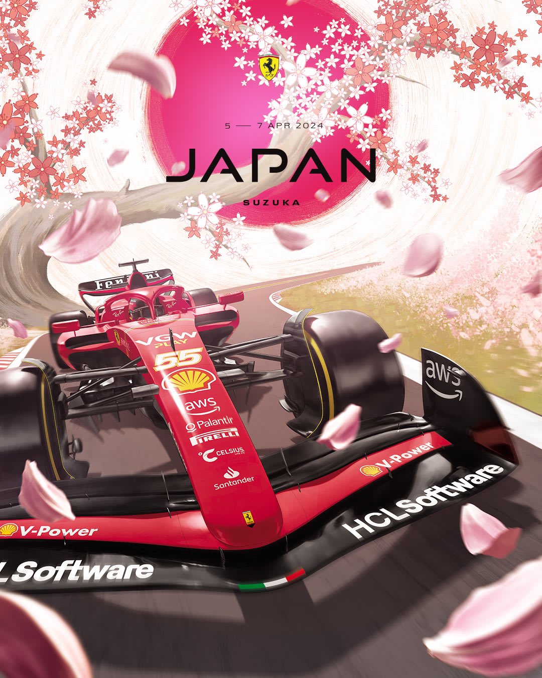 Ferrari 2024 Formula 1 Poster at Suzuka International Racing Course