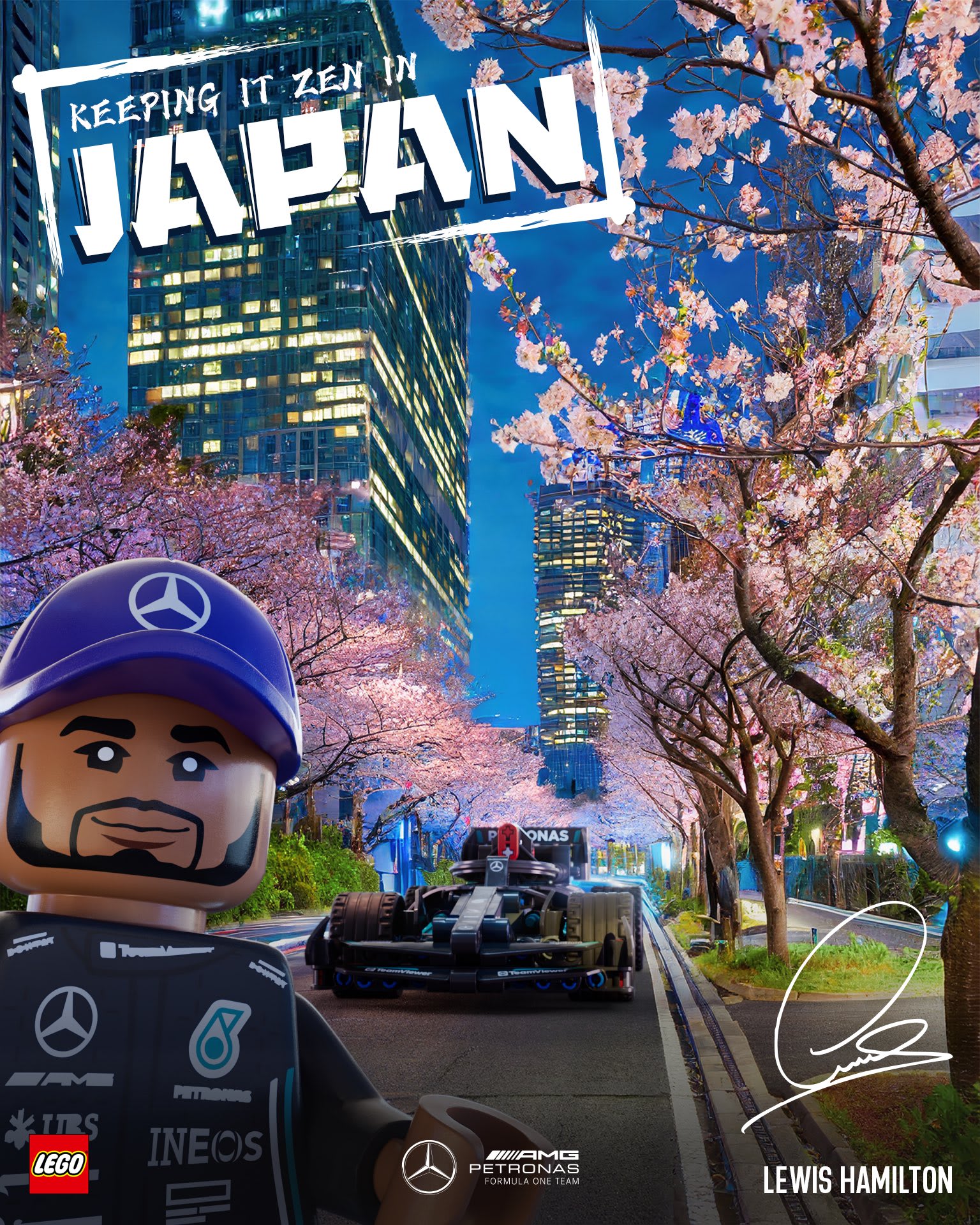 Mercedes AMG Petronas 2024 Formula 1 Poster at Suzuka International Racing Course