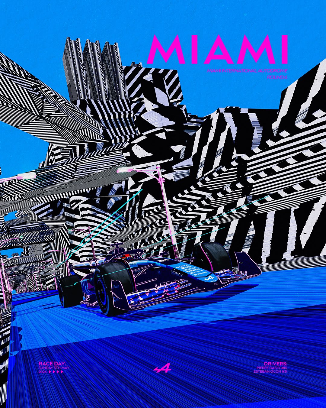 Alpine 2024 Formula 1 Poster at Miami International Autodrome
