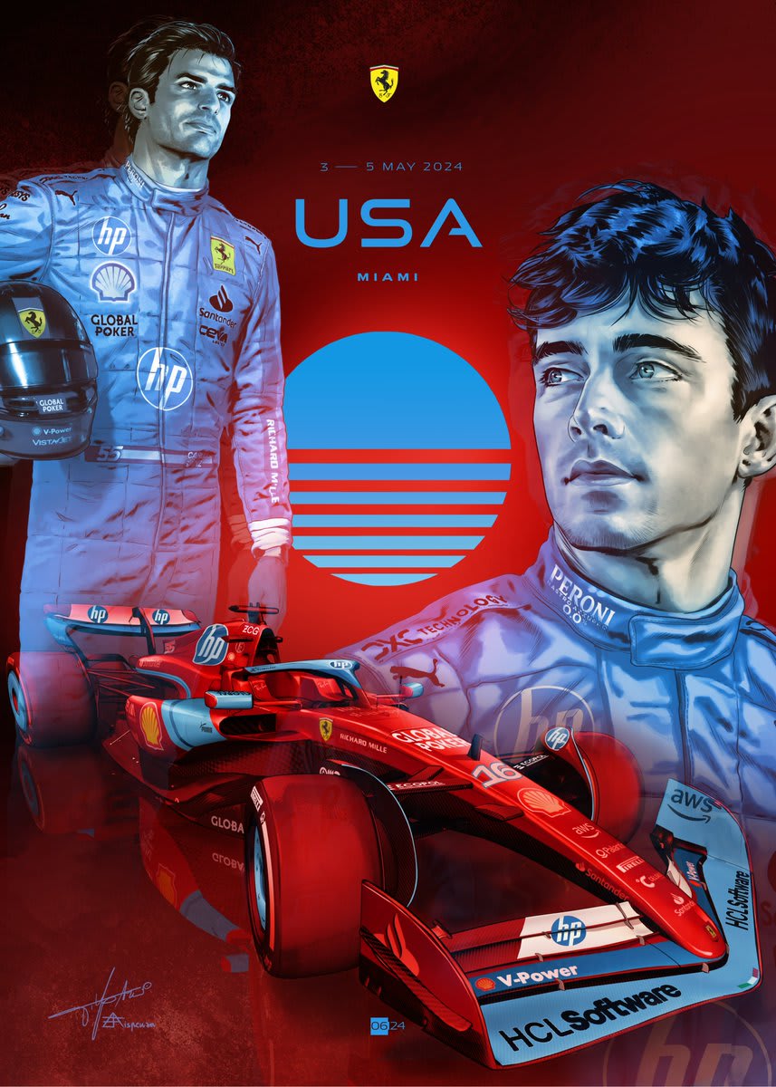 Ferrari 2024 Formula 1 Poster at Miami International Autodrome