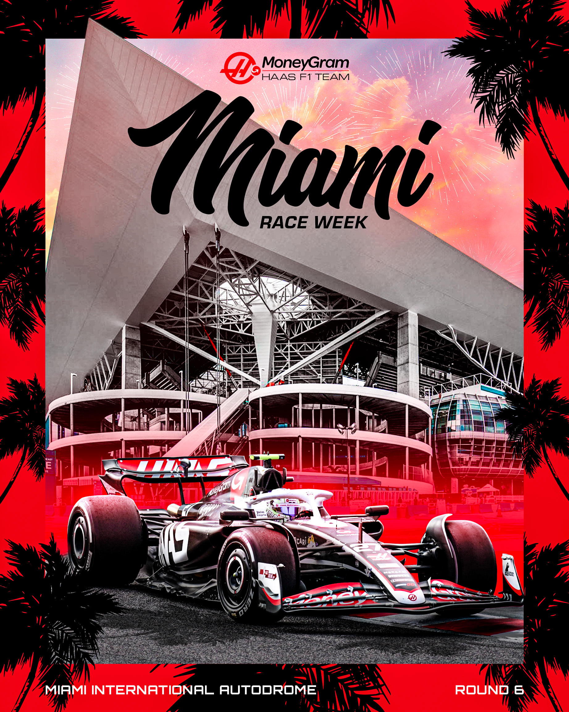 Haas 2024 Formula 1 Poster at Miami International Autodrome