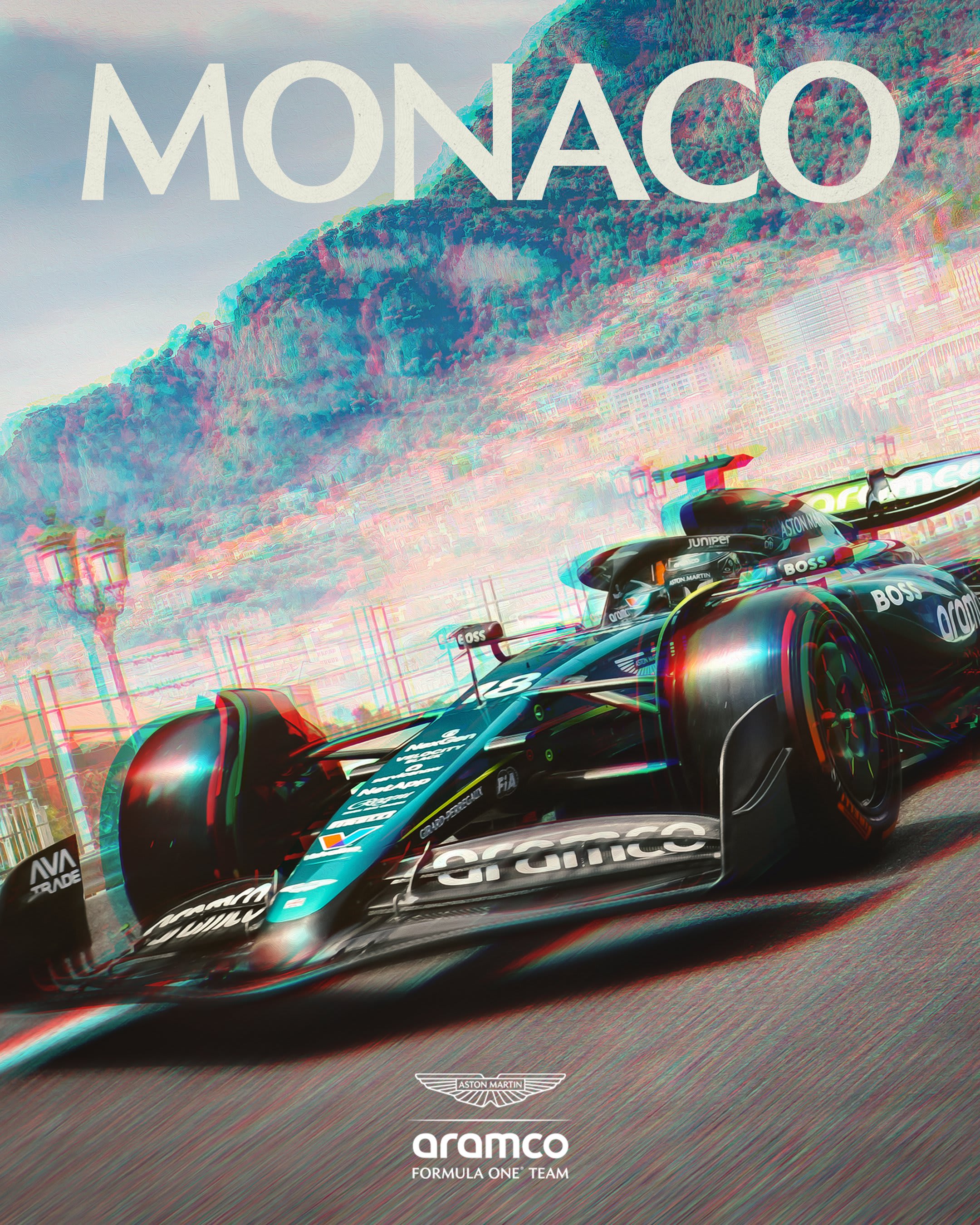 Aston Martin 2024 Formula 1 Poster at Circuit de Monaco