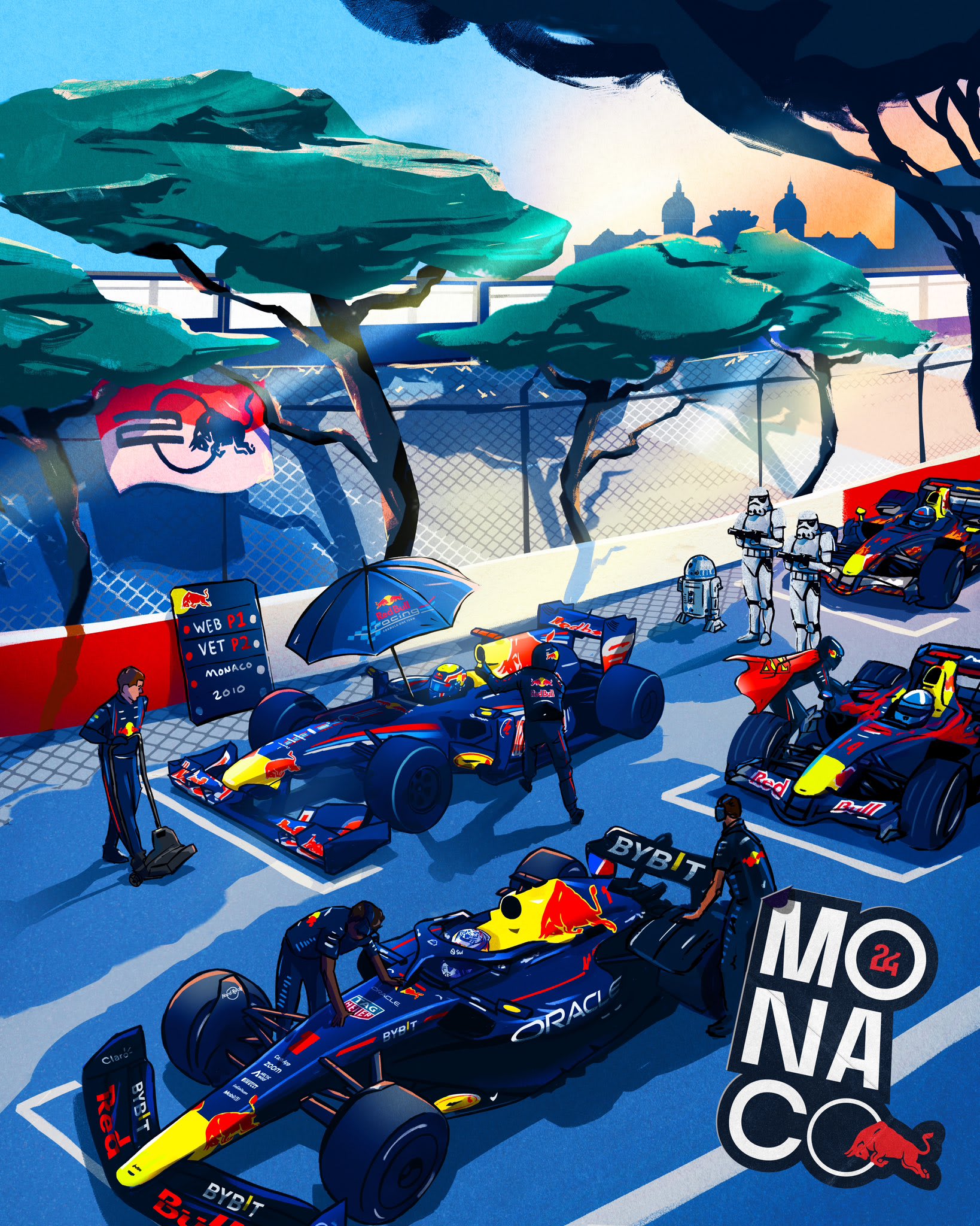 Red Bull Racing 2024 Formula 1 Poster at Circuit de Monaco