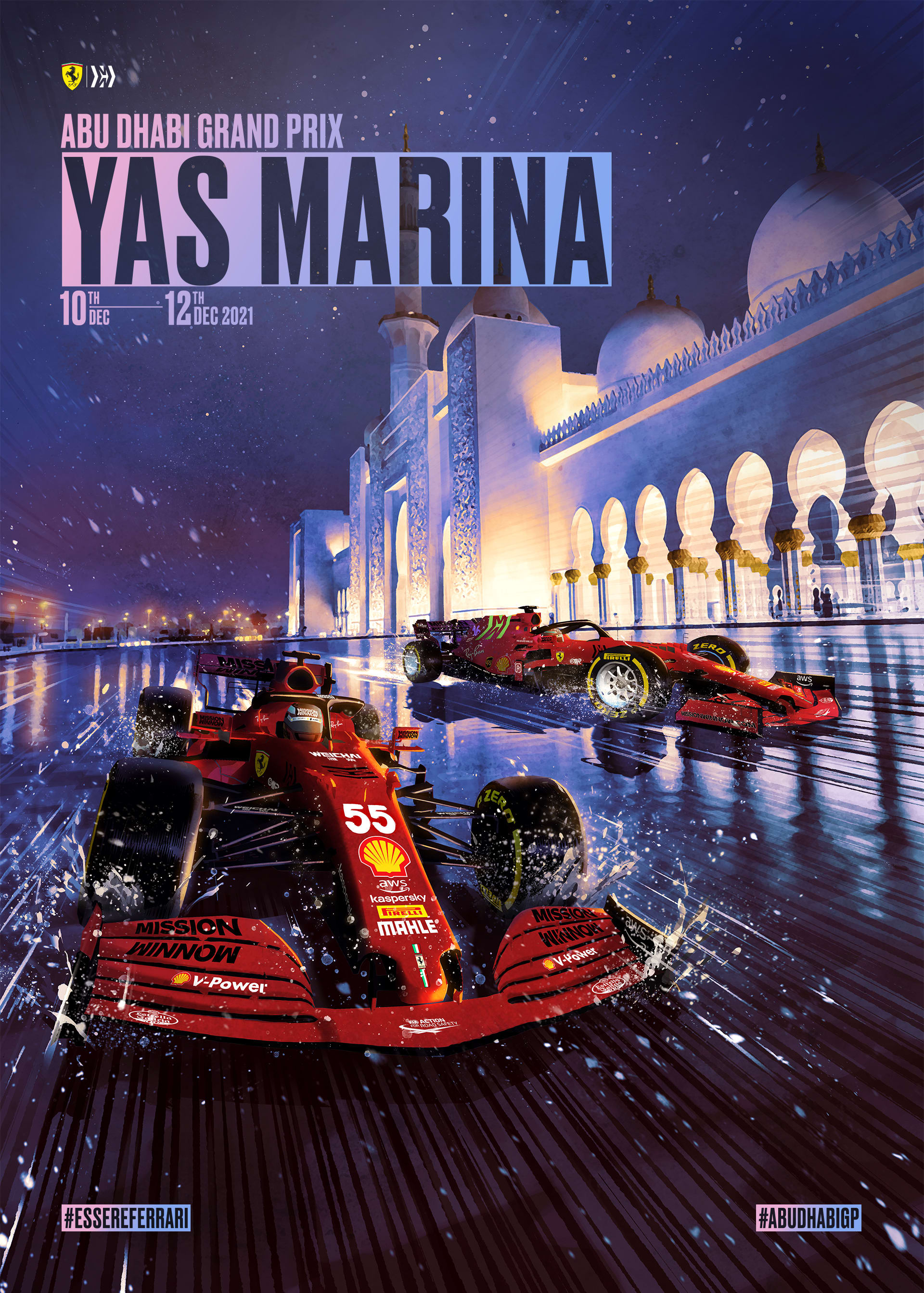 Ferrari 2021 Formula 1 Poster at Yas Marina Circuit