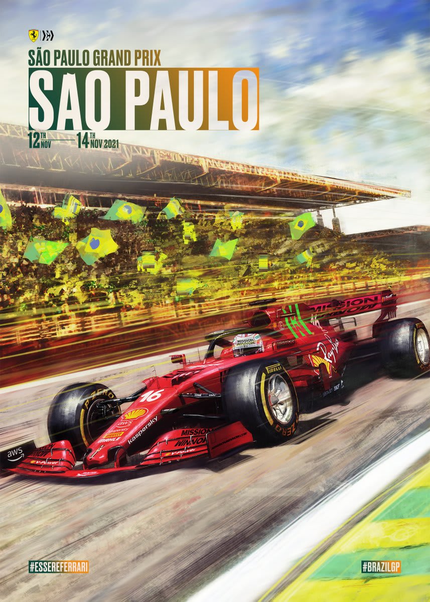 Ferrari 2021 Formula 1 Poster at Interlagos