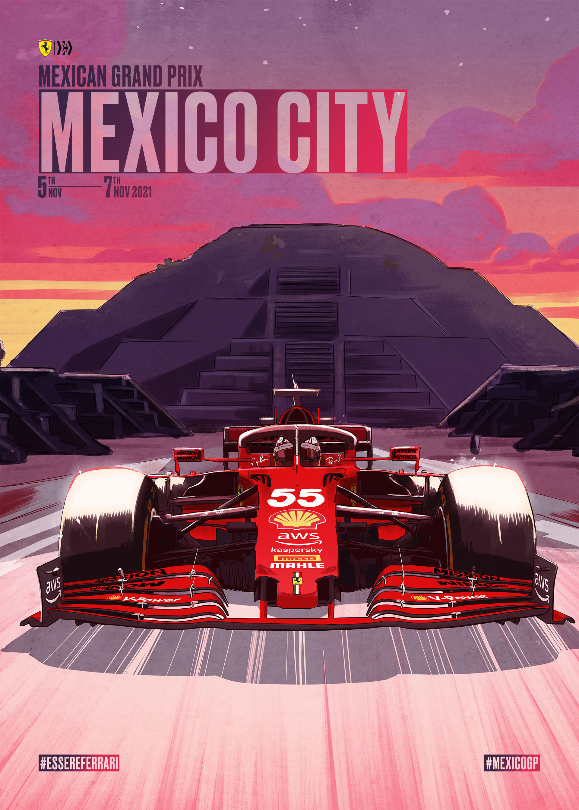 Ferrari 2021 Formula 1 Poster at Autodromo Hermanos Rodriguez